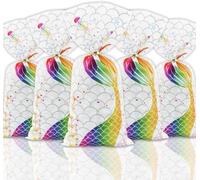 mciskin Mermaid Tail Gift Bags, 50 Pack, Colorful, 27.5 x 12.5 cm / 10.8 x 5 inch, Mermaid Tail Design, Perfect for Birthdays, Halloween, Christmas, Baby Showers, Weddings, Anniversaries