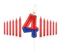 mciskin Personalied Happy 4th Birthday Candles Set, Blue Red with Spider Web Number 4 Candles Cake Toppers for Cake, Spider Theme Party Candles for Boys Girls 4th Birthday Decorations
