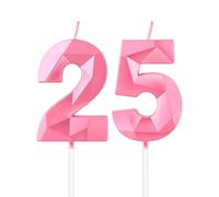 mciskin Pink 25th Birthday Candles, 3D Number 25 Candles for Cake, Girls Boys 25th Birthday Decorations,Pearl Pink Candle Cake Topper Decorations for Birthday Party Weddings Anniversary Supplies