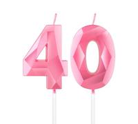 mciskin Pink 40th Birthday Candles, 3D Number 40 Candles for Cake, Women Men 40th Birthday Decorations,Pearl Pink Candle Cake Topper Decorations for Birthday Party Weddings Anniversary Supplies
