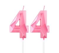 mciskin Pink 44th Birthday Candles, 3D Number 44 Candles for Cake, Women Men 44th Birthday Decorations,Pearl Pink Candle Cake Topper Decorations for Birthday Party Weddings Anniversary Supplies