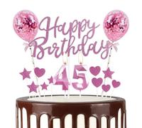 mciskin Pink 45th Birthday Decorations for Women,3D Number 45 Candle for Cake,Pink Cake Toppers for Women,Glitter Happy 45th Birthday Cake Toppers for Party Decorations Supplies