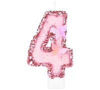 mciskin Pink 4th Birthday Candles,4th Birthday Decorations for Girl,Butterfly Number 4 Candle for Cake,Butterfly Candles Pink Cake Toppers for Girls Women Party Supplies,Baby Showers Decorations