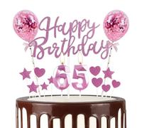 mciskin Pink 65th Birthday Decorations for Women,3D Number 65 Candle for Cake,Pink Cake Toppers for Women,Glitter Happy 65th Birthday Cake Toppers Balloons for Party Decorations Supplies