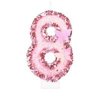 mciskin Pink 8th Birthday Candles,8th Birthday Decorations for Girl,Butterfly Number 8 Candle for Cake,Butterfly Candles Pink Cake Toppers for Girls Women Party Supplies,Baby Showers Decorations