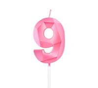 mciskin Pink 9th Birthday Candles, 3D Number 9 Candles for Cake, Girls Boys 9th Birthday Decorations,Pearl Pink Candle Cake Topper Decorations for Birthday Party Weddings Anniversary Supplies