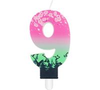 mciskin Pink Green 9th Birthday Candles,Witch Number 9 Candle for Cake,9th Birthday Decorations for Girls,Pink and Green Party Decorations,Witch Candles Cake Toppers for Birthday,Wedding Supplies