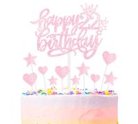 mciskin Pink Happy 22th Birthday Cake Toppers for Cake, Girls 22th Birthday Decorations,Personalised Cake Toppers for Girls,Glitter 22 Cake Topper Pink Cupcake Topper for Party Cake Decoration