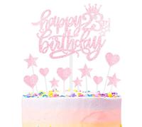 mciskin Pink Happy 23th Birthday Cake Toppers for Cake, Girls 23th Birthday Decorations,Personalised Cake Toppers for Girls,Glitter 23 Cake Topper Pink Cupcake Topper for Party Cake Decoration