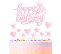 mciskin Pink Happy 29th Birthday Cake Toppers for Cake, Girls 29th Birthday Decorations,Personalised Cake Toppers for Girls,Glitter 29 Cake Topper Pink Cupcake Topper for Party Cake Decoration