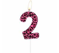mciskin Pink Leopard Number Candles, Leopard Birthday Decorations, Pink Cheetah Number 2 Candles for Cake,Girls 2nd Birthday Decorations, Cheetah Theme for Girls Women Party Supplies