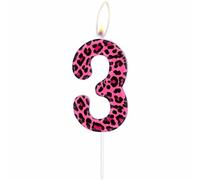 mciskin Pink Leopard Number Candles, Leopard Birthday Decorations, Pink Cheetah Number 3 Candles for Cake,Girls 3rd Birthday Decorations, Cheetah Theme for Girls Women Party Supplies