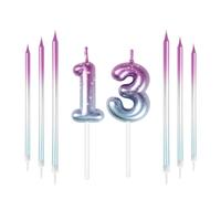 mciskin Purple Blue 13th Birthday Candles, Colorful Long & Number 13 Candle for Cake,Girls Boys 13th Birthday Decorations,Purple Blue Cake Toppers Perfect for Wedding & Party Decorations Supplies