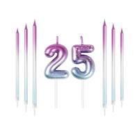 mciskin Purple Blue 25th Birthday Candles, Colorful Long & Number 25 Candle for Cake,Girls Boys 25th Birthday Decorations,Purple Blue Cake Toppers Perfect for Wedding & Party Decorations Supplies