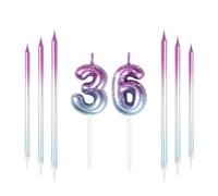 mciskin Purple Blue 36th Birthday Candles, Colorful Long & Number 36 Candle for Cake,Women Men 36th Birthday Decorations,Purple Blue Cake Toppers Perfect for Wedding & Party Decorations Supplies