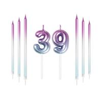 mciskin Purple Blue 39th Birthday Candles, Colorful Long & Number 39 Candle for Cake,Women Men 39th Birthday Decorations,Purple Blue Cake Toppers Perfect for Wedding & Party Decorations Supplies