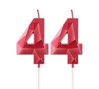 mciskin Red 44th Birthday Candles, 3D Number 44 Candles for Cake, Women Men 44th Birthday Decorations,Pearl Red Candle Cake Topper Decorations for Birthday Party Weddings Anniversary Supplies