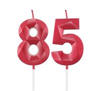mciskin Red 85th Birthday Candles,85th Birthday Decorations for Women Men,3D Number 85 Candle for Cake,Red Candle Cake Toppers for Birthday Party Decorations Wedding Supplies