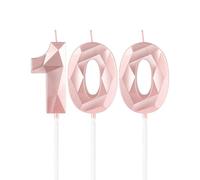 mciskin Rose Gold 100th Birthday Candles,100th Birthday Decorations for Women,3D Number 100 Candle for Cake,Rose Gold Candles Cake Topper for Her Women Party Decorations Wedding Supplies