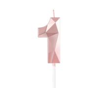 mciskin Rose Gold 1st Birthday Candles,First Birthday Decorations for Girl,3D Number 1 Candle for Cake,Rose Gold Cake Topper for Her Him Party Decorations Wedding Supplies