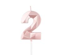 mciskin Rose Gold 2nd Birthday Candles,2nd Birthday Decorations for Girl,3D Number 2 Candle for Cake,Rose Gold Cake Topper for Her Him Party Decorations Wedding Supplies