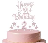 mciskin Rose Gold 2nd Birthday Candles Cake Toppers Set,2nd Birthday Decorations for Girl,3D Number 2 Candle for Cake,Rose Gold Candles Star Cupcake Toppers for Girls Women Birthday Party Supplies