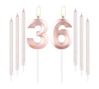 mciskin Rose Gold 36 Birthday Candles-Number 36 Candle for Cake with Long Thin Candles Set, Rose Gold Cake Topper for Women 36th Birthday Decorations Supplies,36th Wedding Anniversary Decorations