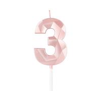mciskin Rose Gold 3rd Birthday Candles,3rd Birthday Decorations for Girl,3D Number 3 Candle for Cake,Rose Gold Cake Topper for Her Him Party Decorations Wedding Supplies