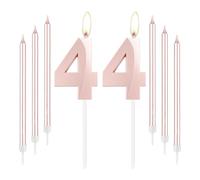mciskin Rose Gold 44 Birthday Candles-Number 44 Candle for Cake with Long Thin Candles Set, Rose Gold Cake Topper for Women 44th Birthday Decorations Supplies,44th Wedding Anniversary Decorations