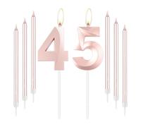 mciskin Rose Gold 45 Birthday Candles-Number 45 Candle for Cake with Long Thin Candles Set, Rose Gold Cake Topper for Women 45th Birthday Decorations Supplies,45th Wedding Anniversary Decorations