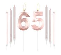 mciskin Rose Gold 65 Birthday Candles-Number 65 Candle for Cake with Long Thin Candles Set, Rose Gold Cake Topper for Women 65th Birthday Decorations Supplies,65th Wedding Anniversary Decorations