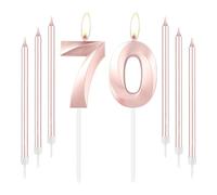 mciskin Rose Gold 70 Birthday Candles-Number 70 Candle for Cake with Long Thin Candles Set, Rose Gold Cake Topper for Women 70th Birthday Decorations Supplies,70th Wedding Anniversary Decorations