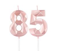 mciskin Rose Gold 85th Birthday Candles,85th Birthday Decorations for Women,3D Number 85 Candle for Cake,Rose Gold Candles Cake Topper for Her Women Party Decorations Wedding Supplies