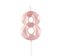 mciskin Rose Gold 8th Birthday Candles,8th Birthday Decorations for Girl,3D Number 8 Candle for Cake,Rose Gold Cake Topper for Her Him Party Decorations Wedding Supplies