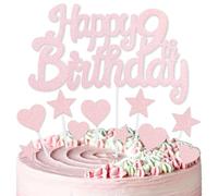 mciskin Rose Gold 9th Birthday Cake Toppers,9th Birthday Decorations for Girls,Rose Gold Cake Decorations,Personalised Cupcake Toppers with Heart Star for Girl Women Party Supplies