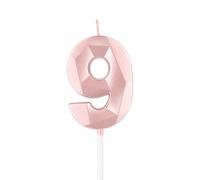 mciskin Rose Gold 9th Birthday Candles,9th Birthday Decorations for Girl,3D Number 9 Candle for Cake,Rose Gold Cake Topper for Her Him Party Decorations Wedding Supplies