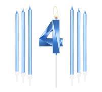 mciskin Royal Blue 4th Birthday Candles Set-Number 4 Candle for Cake with Long Thin Candles,4th Birthday Decorations for Boys Girls,Sapphire Candle Cake Decorations for Party,Wedding Supplies