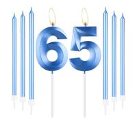 mciskin Royal Blue 65th Birthday Candles Set,Number 65 Candle for Cake with Long Thin Candles,65th Birthday Decorations for Men Women,Blue Candle Sapphire Cake Decorations for Party,Wedding Supplies