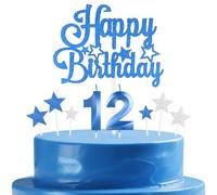 mciskin Royal Blue Birthday Candles Set,Girl Boy 12th Birthday Decorations,Number 12 Candle for Cake,Royal Blue Candles Cake Toppers with Star for Girls Boys Birthday Party Anniversary Decorations