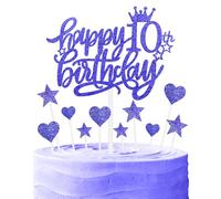 mciskin Royal Blue Happy 10th Birthday Cake Toppers for Cake, Girl Boy 10th Birthday Decorations,Personalised Cake Toppers for Girl Boy,Glitter 10 Cake Topper Cupcake Topper for Party Cake Decoration