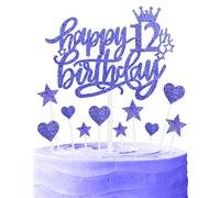 mciskin Royal Blue Happy 12th Birthday Cake Toppers for Cake, Girl Boy 12th Birthday Decorations,Personalised Cake Toppers for Girl Boy,Glitter 12 Cake Topper Cupcake Topper for Party Cake Decoration