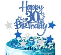 mciskin Royal Blue Happy 30th Birthday Cake Toppers for Cake,Men Women 30th Birthday Decorations,Personalised 30 Cake Toppers,Royal Blue Cake Decorations for Men Women Birthday Party Supplies