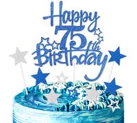 mciskin Royal Blue Happy 75th Birthday Cake Toppers for Cake,Men Women 75th Birthday Decorations,Personalised 75 Cake Toppers,Royal Blue Cake Decorations for Men Women Birthday Party Supplies