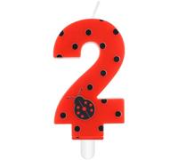 mciskin Seven-Spotted Ladybug Birthday Candles,2nd Birthday Decorations for Girls,Red Number 2 Candle for Cake,Red Ladybug Candles Cake Toppers for Girl Boy Birthday Party,Baby Shower Wedding Supplies