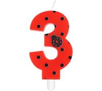 mciskin Seven-Spotted Ladybug Birthday Candles,3rd Birthday Decorations for Girls,Red Number 3 Candle for Cake,Red Ladybug Candles Cake Toppers for Girl Boy Birthday Party,Baby Shower Wedding Supplies