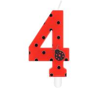 mciskin Seven-Spotted Ladybug Birthday Candles,4th Birthday Decorations for Girls,Red Number 4 Candle for Cake,Red Ladybug Candles Cake Toppers for Girl Boy Birthday Party,Baby Shower Wedding Supplies