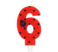 mciskin Seven-Spotted Ladybug Birthday Candles,6th Birthday Decorations for Girls,Red Number 6 Candle for Cake,Red Ladybug Candles Cake Toppers for Girl Boy Birthday Party,Baby Shower Wedding Supplies