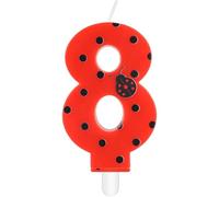 mciskin Seven-Spotted Ladybug Birthday Candles,8th Birthday Decorations for Girls,Red Number 8 Candle for Cake,Red Ladybug Candles Cake Toppers for Girl Boy Birthday Party,Baby Shower Wedding Supplies