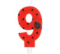 mciskin Seven-Spotted Ladybug Birthday Candles,9th Birthday Decorations for Girls,Red Number 9 Candle for Cake,Red Ladybug Candles Cake Toppers for Girl Boy Birthday Party,Baby Shower Wedding Supplies