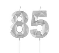 mciskin Silver 85th Birthday Candles, 85th Birthday Decorations for Women Men,3D Number 85 Candles for Cake,Silver Candle Cake Topper for Women Men Party Decorations Weddings Anniversary Supplies